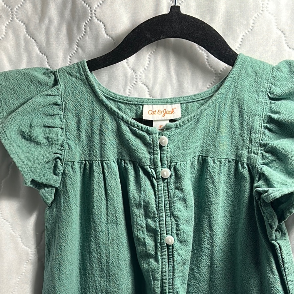 Cat & Jack Green Ruffled Smocked Sundress - Picture 2 of 5